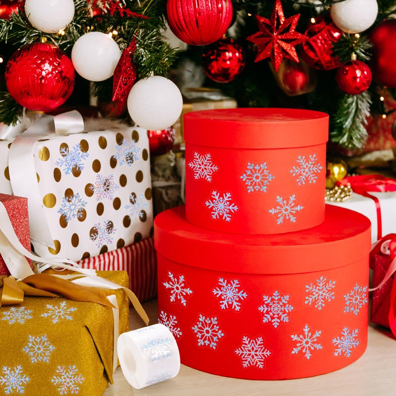 وولاين ملصقات ندفة الثلج الشتوية من Whaline، ملصقات ختم ندفة الثلج الفضية بالليزر، ملصقات ذاتية اللصق مقاومة للماء لعيد الميلاد، ديكور مجلة المغلف، عطلة عيد الميلاد، 500 قطعة - Image 4